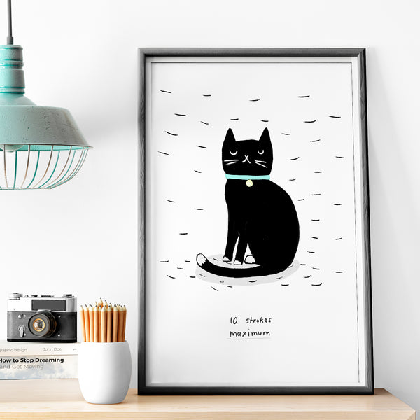 10 Strokes Black Cat Print