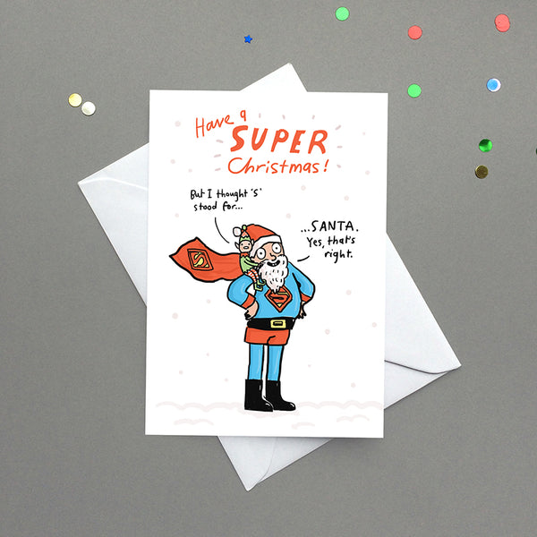 Super Santa and Elf Christmas card