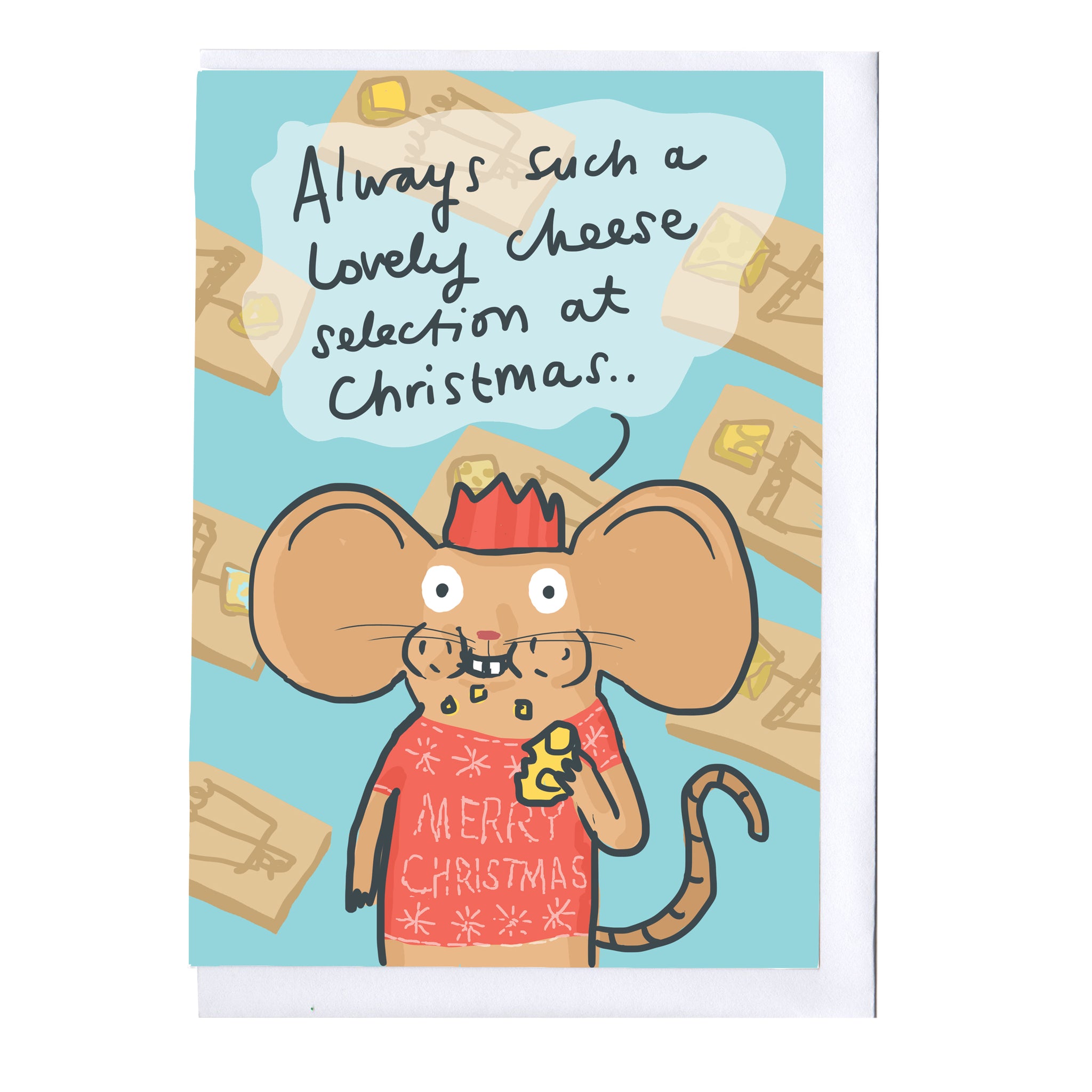 Mouse and Cheese Christmas Card