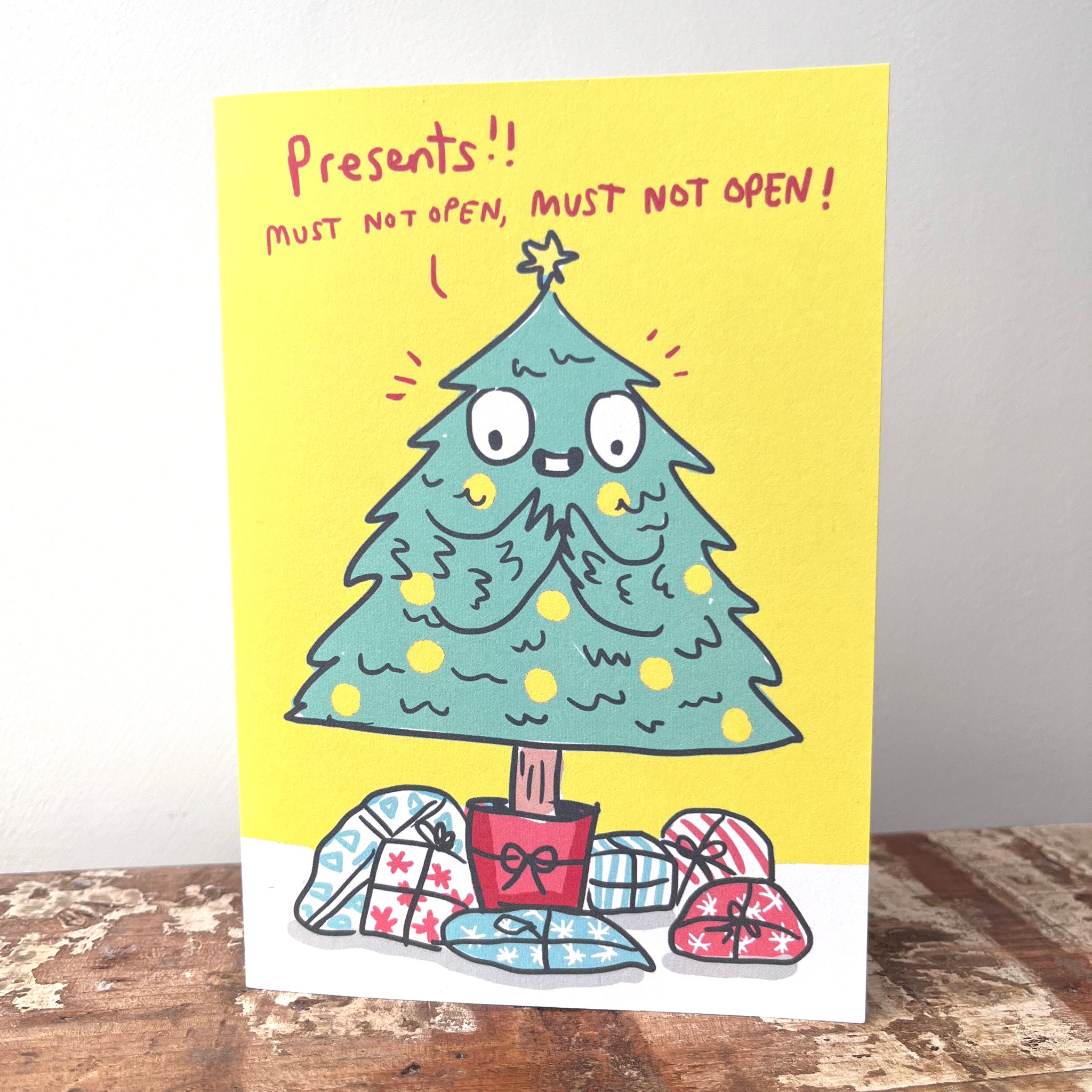 Excited Christmas Tree Christmas Card