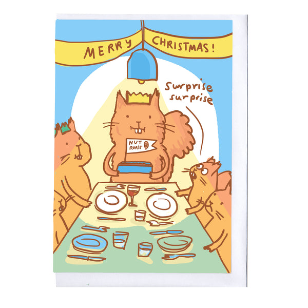 Squirrels nut feast Christmas Card