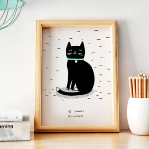 10 Strokes Black Cat Print