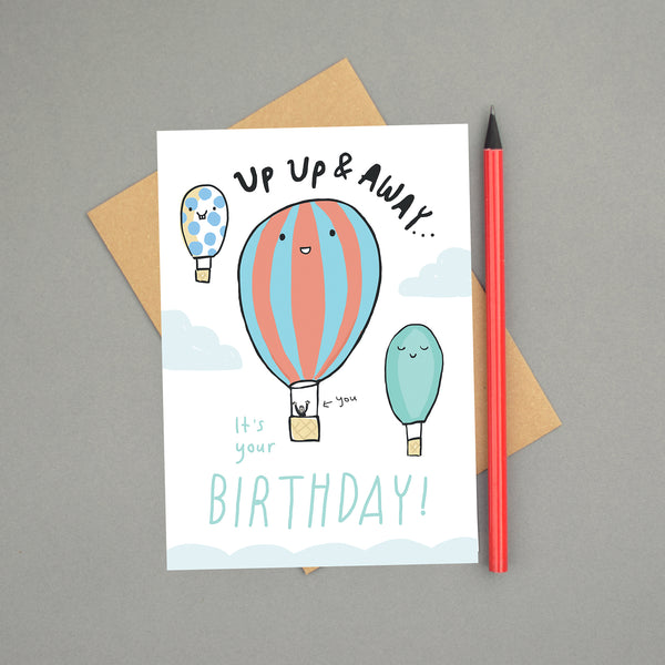 Up Up and Away Balloon Birthday Card